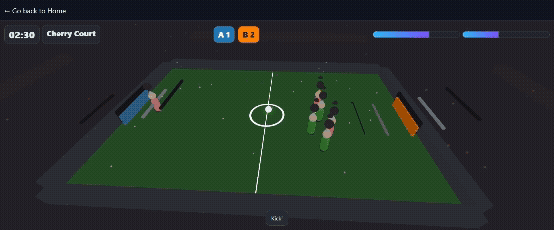 Gameplay screenshot showing a midfield pass and special ability effect