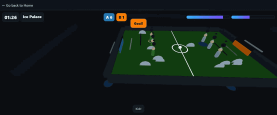 Gameplay scoring and winning against opponents in Royale Soccer Game